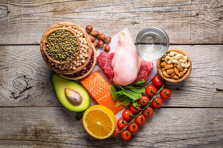  healthy food in shape of a heart