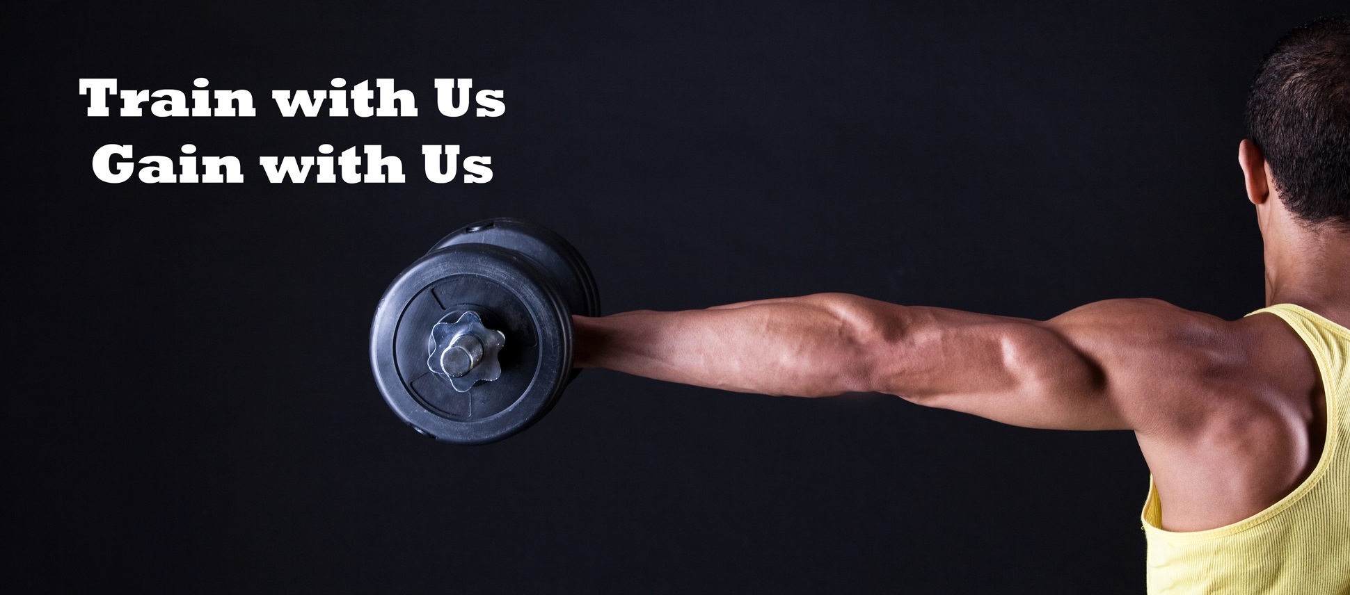 left arm extended holding a wieght